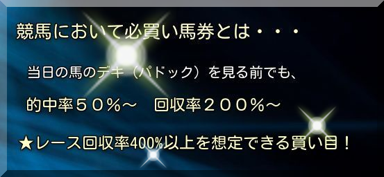 必買い馬券とは優良競馬商材を超える的中率５０％〜回収率２００％以上を想定できる買い目のこと