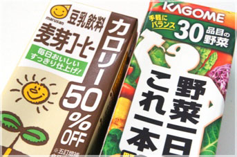 マルサン豆乳とカゴメ野菜一日これ一本