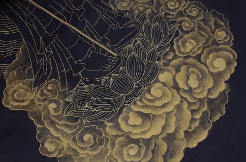 作者不詳 聖史郎 紺紙金銀泥 不動明王 画讃 掛軸 仏画 作者不詳 聖史郎 紺紙金銀泥 不動明王 画讃 掛軸 仏画 激安商品