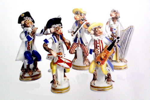 【美品 】マイセン 猿の楽団 コーラス 赤茶色 1級品 マイセン（Meissen） マイセン人形 猿の楽隊 900300／60001