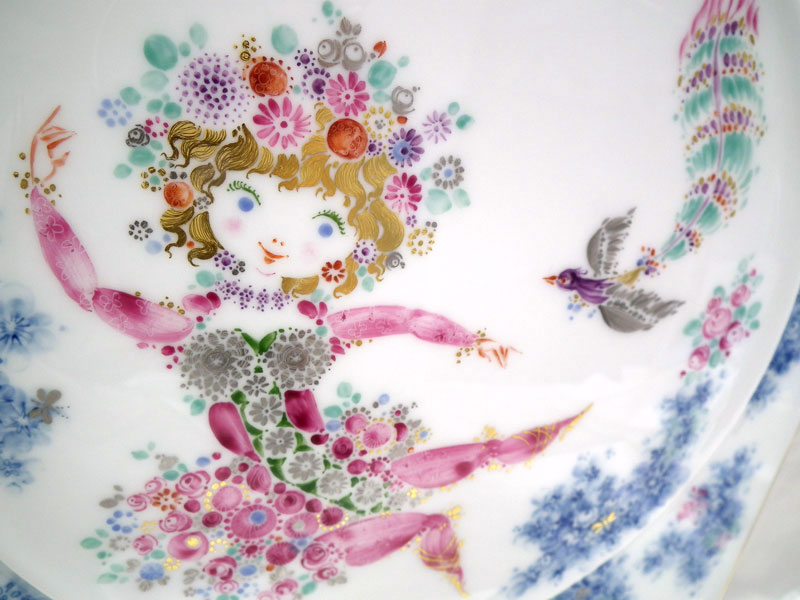 マイセン陶板画 鳥と花 プラーク