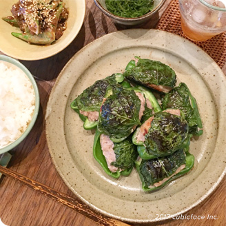 大葉巻きピーマンの肉詰め"