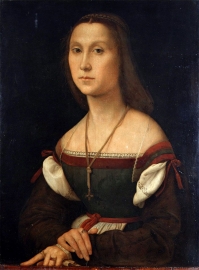 Raffaello Sanzio Santi : The Mute Woman 1507, Oil on wood, 64 x 48 cm. Galleria Nazionale delle Marche