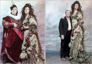 Serge Bagdassarian as The Mountain King Hervé Pierre and Florence Viala as Peer Gynt and The women in Green - daughter of the Mountain King. Photo: Brigitte Enguèrand