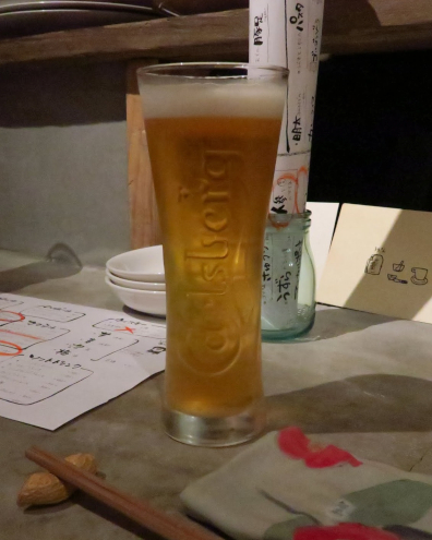 春日部休憩所で生ビール