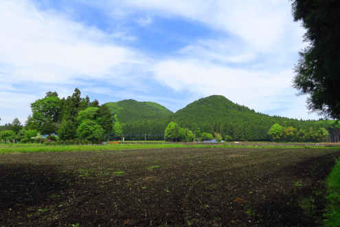 旧日光街道から見える里山
