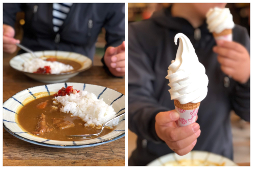 徳沢園のカレーとソフトクリーム