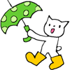 雨の日に傘をさす毛糸玉猫のイラスト 毛糸玉猫の素材屋さん