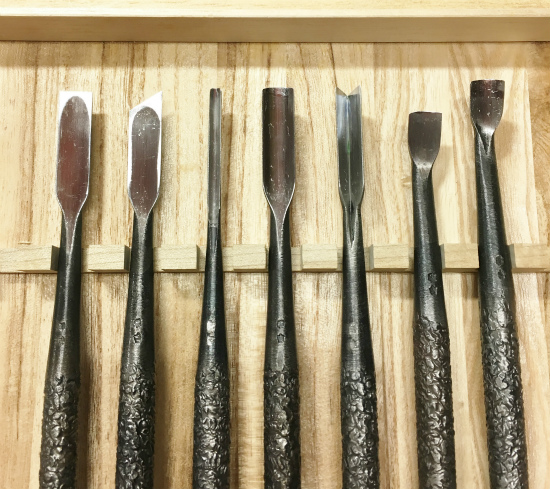 手打仕上七本組共柄彫刻刀初代政吉作