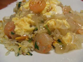 海老ニラ炒飯 あんかけ