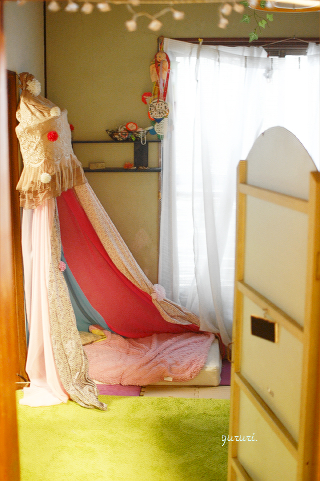 子供部屋の模様替え 手作り天蓋 手作りテント キッズテント Yururi