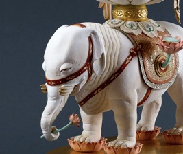 仏教美術 仏像 文殊普賢菩薩 騎青獅子白象 家内 仏堂 茶室 工芸品 置物