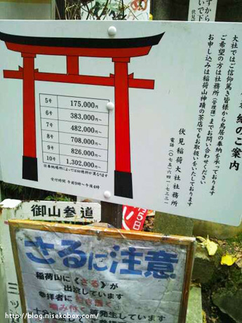 鳥居奉納とサル注意
