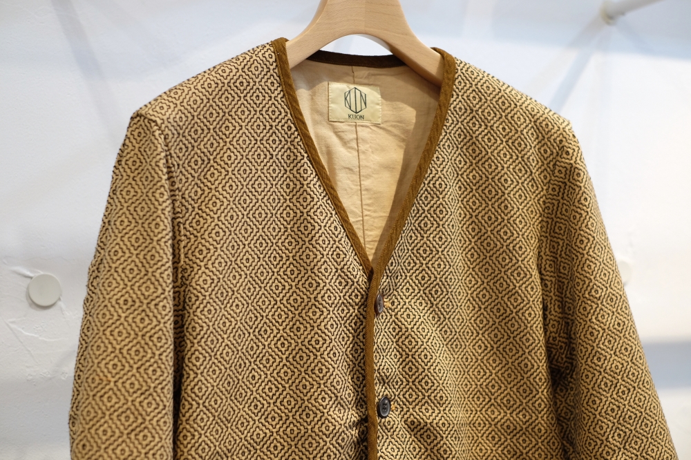 KUON kuon 20ss 刺し子　カーディガン　cardigan KUON（クオン）の素晴らしい風合いの刺し子織り・新万葉染め