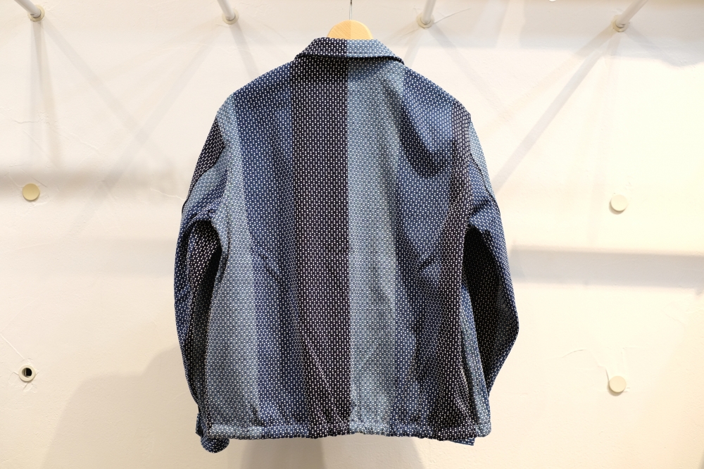 KUON（クオン）のカツオ縞藍染刺し子・ドリズラージャケット