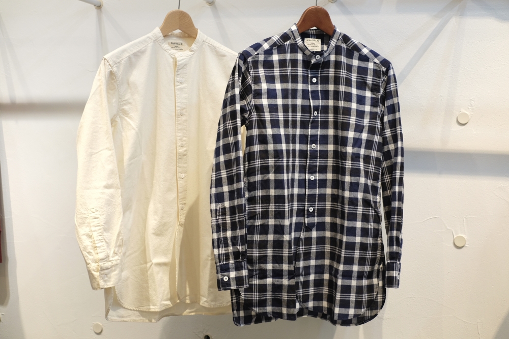 Workers（ワーカーズ）の着丈長めが心地よい、バンドカラーシャツ 
