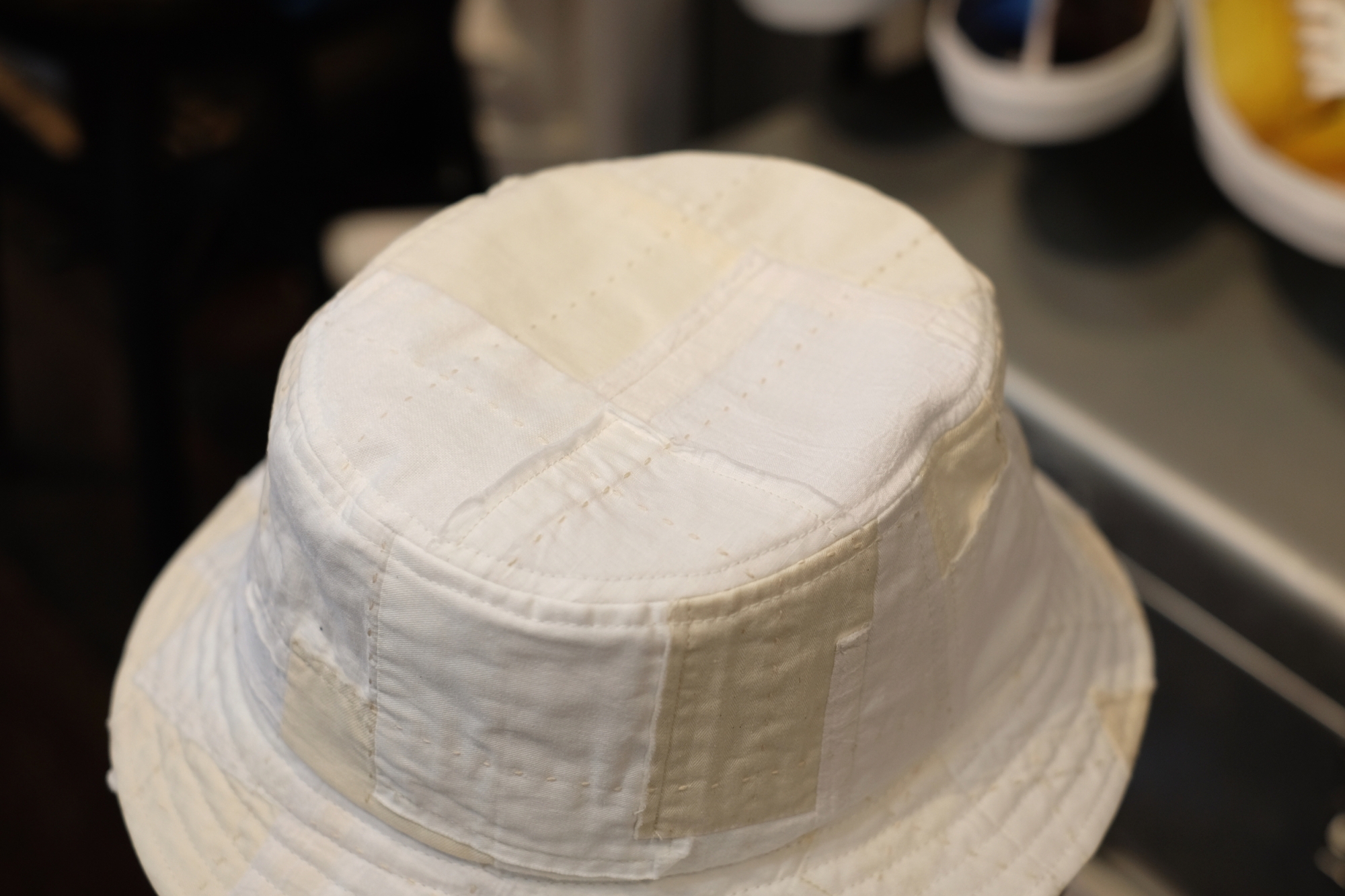 kuon クオン　デニム　パッチワーク　バケットハット　帽子　ブルー Boro Bucket Hat – KUON Tokyo