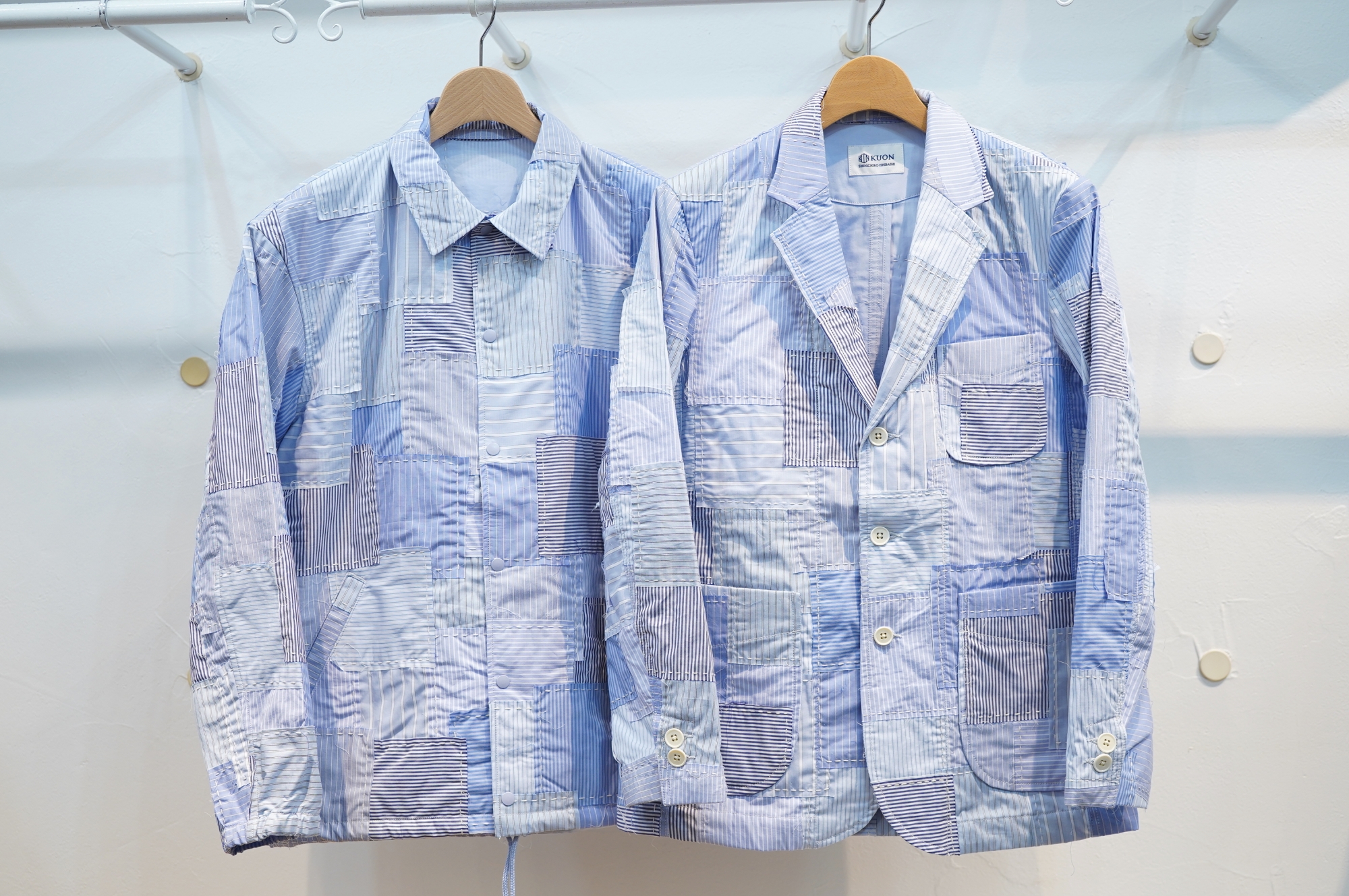 KUON（クオン）に特注した、手刺し子ストライプパッチワークブレザー