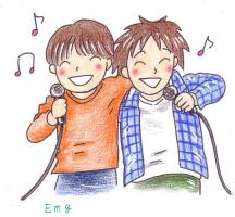 カラオケする子供達