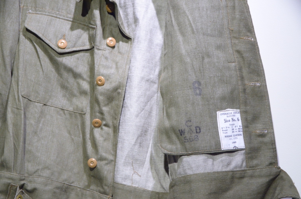 50's Vintage British Army GREEN DENIM Overall Jacket & Trousers 