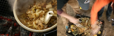 左は仙台風のいも煮、右はまごうことなき焼きそば