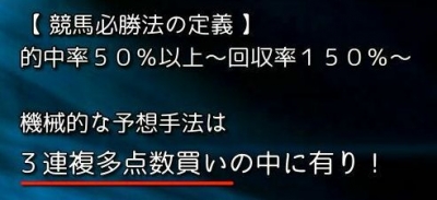 機械的な購入で的中率50%以上かつ回収率150%以上の競馬必勝法は３連複多点数買いの中にあり