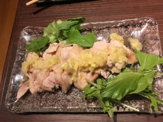 鳥光國蒸し鶏の香味ソースがけ
