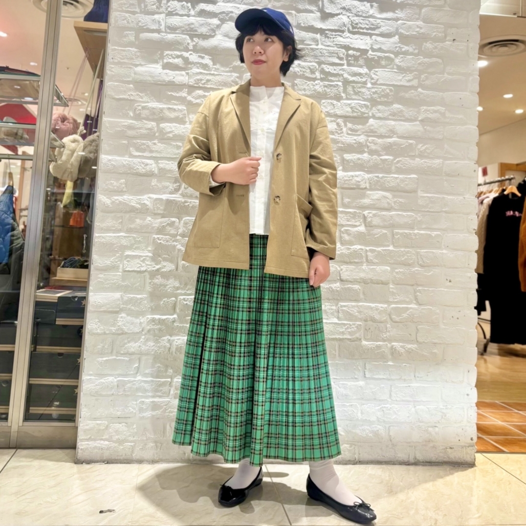 J.sloane ジェイスローアン　グリーン系チェック柄プリーツスカート New Arrivals | J.Sloane | ジェイスローアン | 消しプリーツ