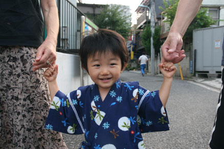 甚平でお祭りへ