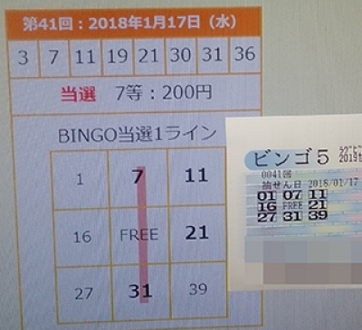 ビンゴ5当たった!第41回抽選で当選