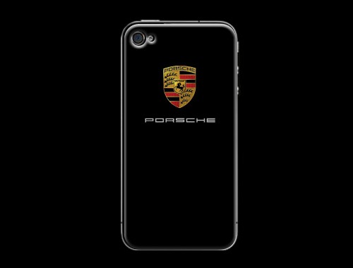 iPhone4/4s用ポルシェロゴ入り背面保護カバー(ステッカー)ブラック