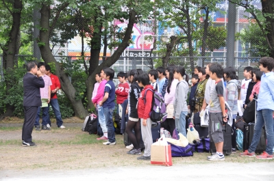 移動教室到着