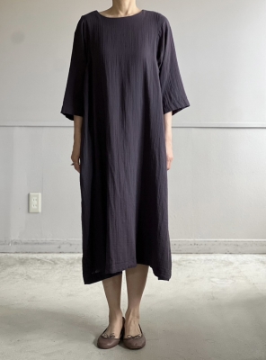 新品横振刺繍ワイドスリーブドロップショルダーコクーンワンピース膝丈ベージュ七分袖 新品横振刺繍ワイドスリーブドロップショルダーコクーン