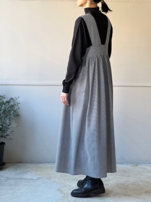 linen100% グレープ　ボリュームフリル裾ワンピース　ハンドメイド　リネン