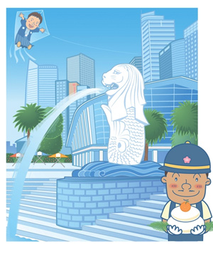 シンガポール ライオン イラスト