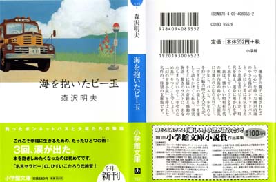 小学館文庫『海を抱いたビー玉』のカバー+帯です