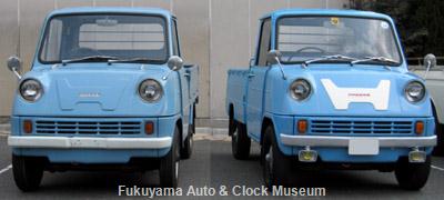 ホンダT360並び(向かって左側が当館出展車両,車両間隙削除加工)