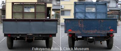 三輪トラック・マツダCLY71(左側)とGLTB77(右側)の後面