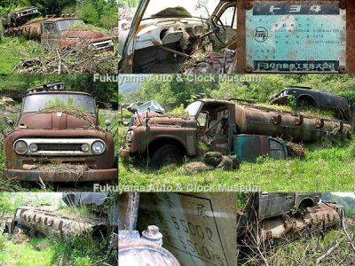 兵庫県某所の廃車体集積地にあるトヨタFA90ベースの衛生車の廃車体【クリックで大きく表示】