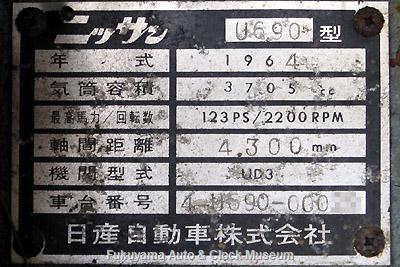 元中鉄バスのニッサンU690(1964年式,富士重工業)廃車体 日産自動車のプレート