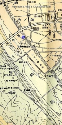 福山市街図(1/13500,昭和41年2月 塔文社発行,当館関係者所蔵)より部分抜粋【クリックで大きく表示】