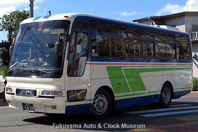 中国タクシーの三菱ふそうU-MM826HエアロバスMM(1994年式,三菱自動車バス製造,福山22く1439)