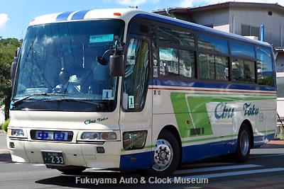 中国タクシーの三菱ふそうKC-MM822HエアロバスMM(1999年式,三菱自動車バス製造,福山200か233)