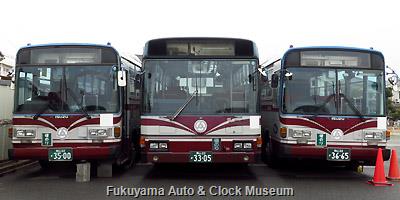 井笠バスカンパニー笠岡営業所で運用離脱となり福山営業所に留置されていた一般路線車3台 1月8日撮影