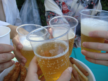 西武園花火大会鑑賞ビールで乾杯