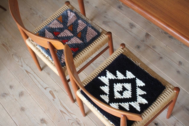 若松由香 椅子敷S ノッティング織 若松由香 手織りの椅子敷