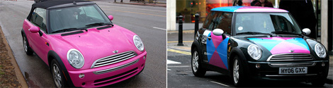 BMW MINI Cooperのピンク色