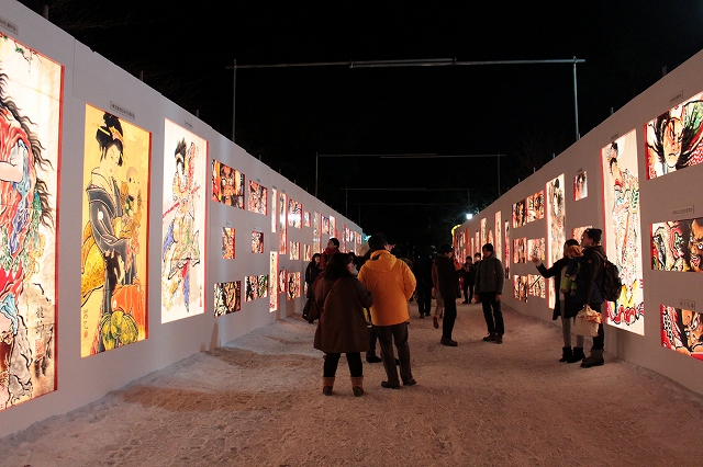 弘前城雪灯籠まつり2016ねぷた絵回廊