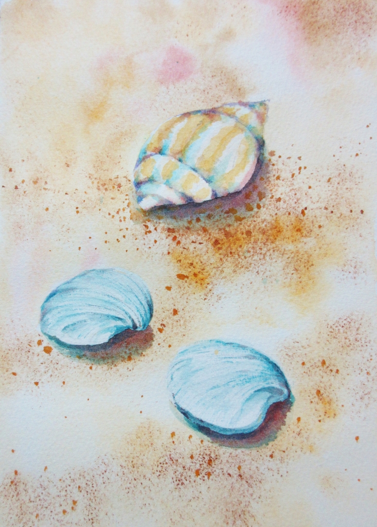 水彩画 壺と貝殻の作品 【公式通販】