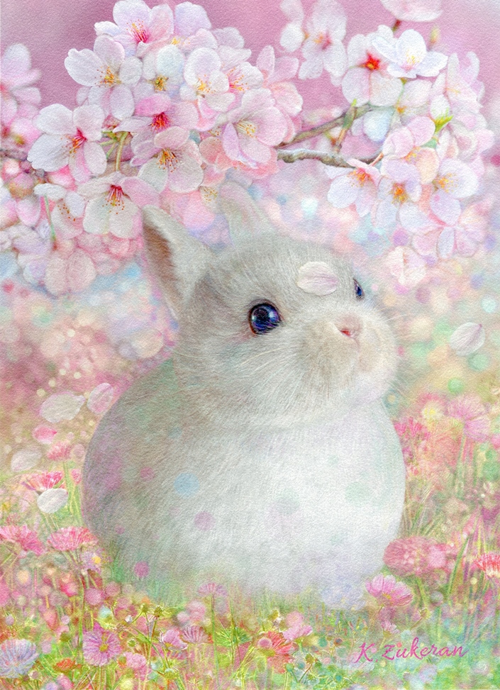 【冬バーゲン★】 ホットマン セール ♡仲良くお花見親子うさぎさん♡桜 立体・オブジェ